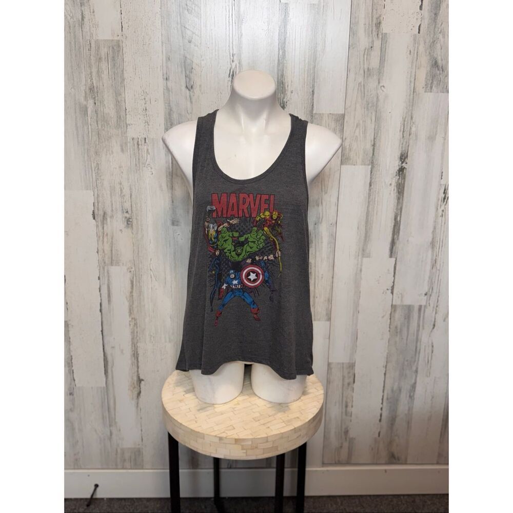 Marvel Avengers Graphic Tank Top | Mighty Fine Gray Racerback Plus Size 2X